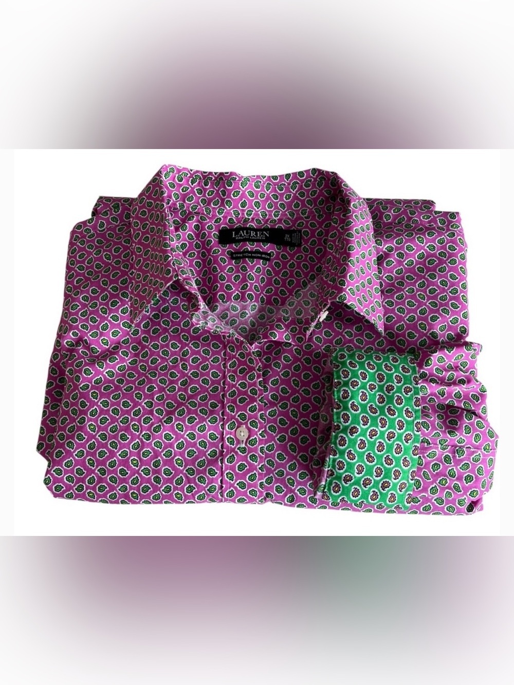 Ralph Lauren Pink and Green Paisley Print Shirt